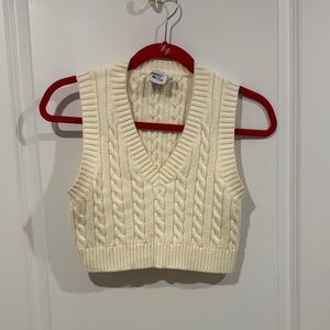 Princess Polly Cream Cable Knit Crop Top